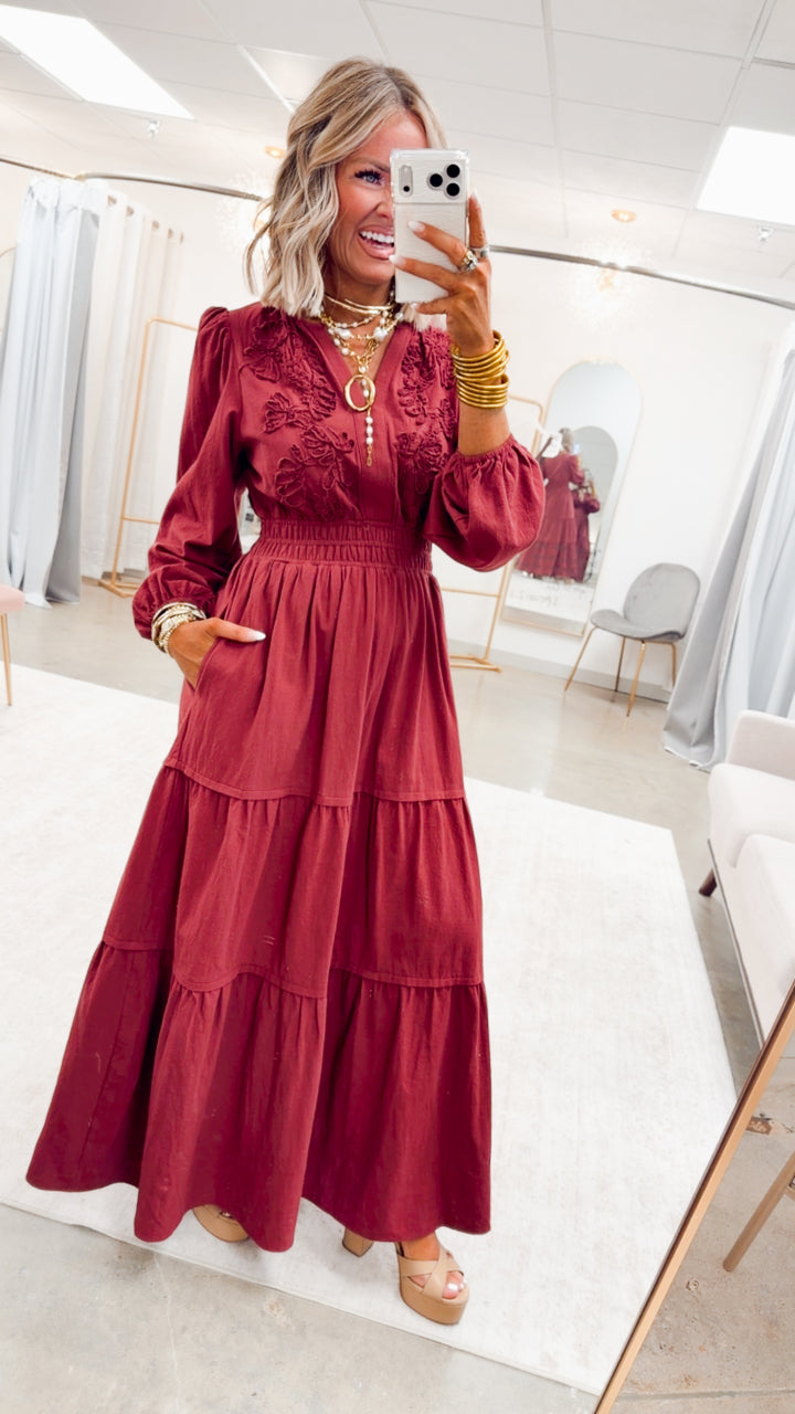The Maison Bloom Maxi-Burgundy