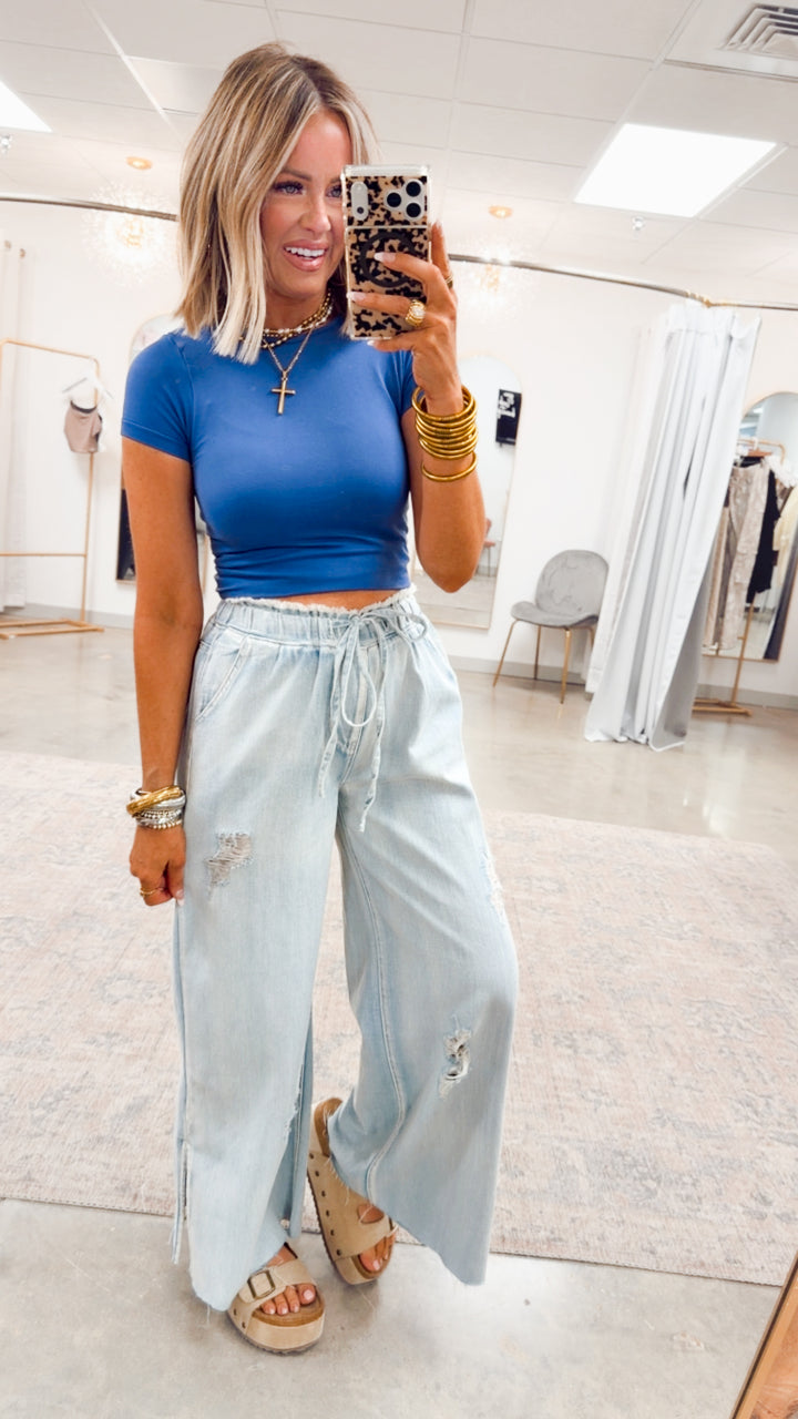 Seamless Crewneck Top-Marlin