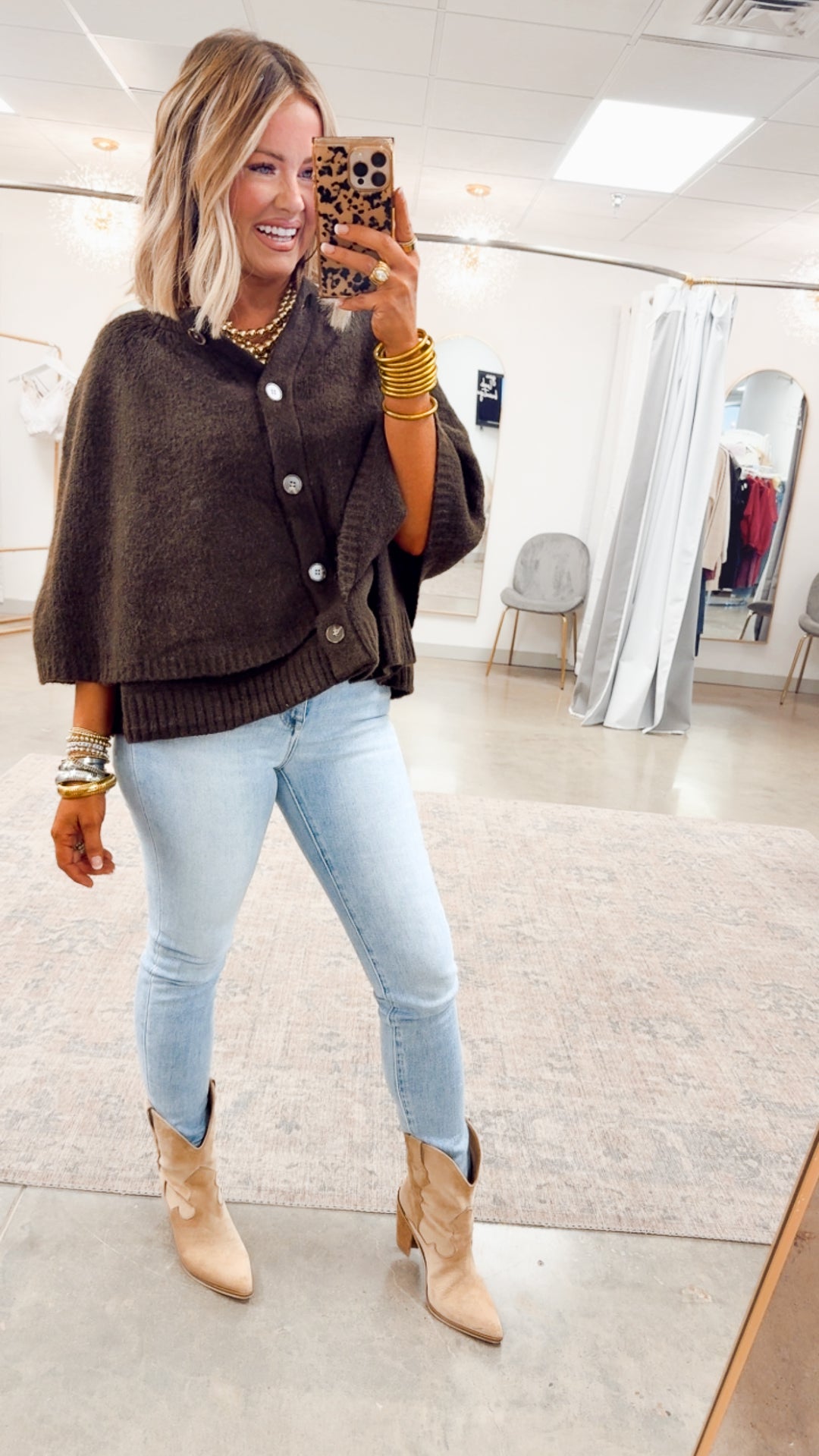 Sweater Cape Cardigan-Espresso