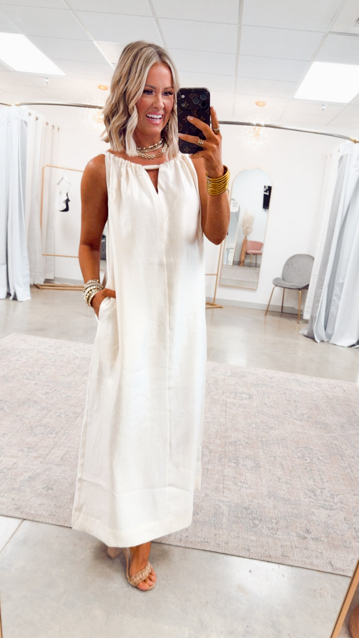 Halter Tie Back Dress-Ivory
