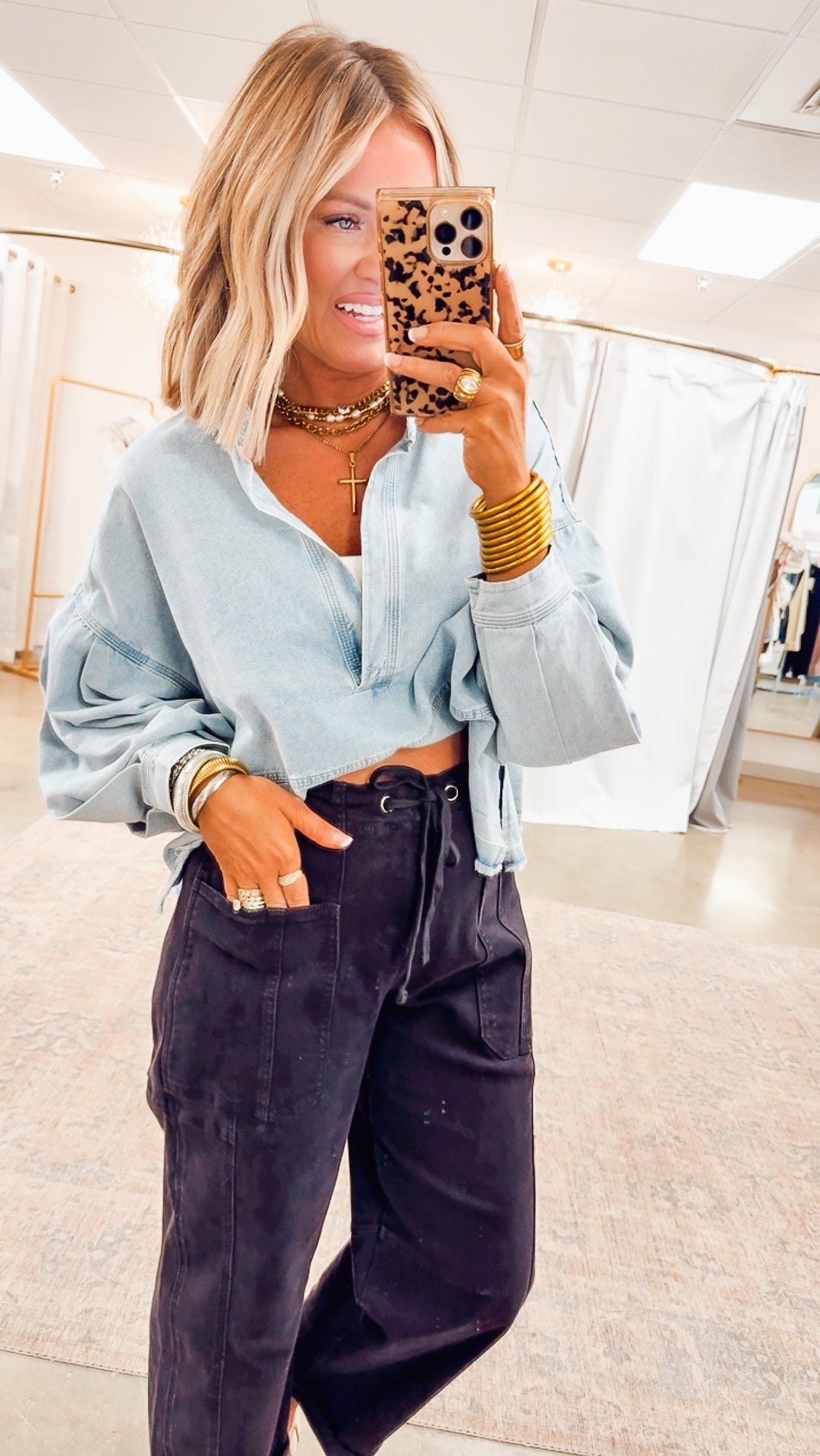 Avery Mineral Wash Denim Top