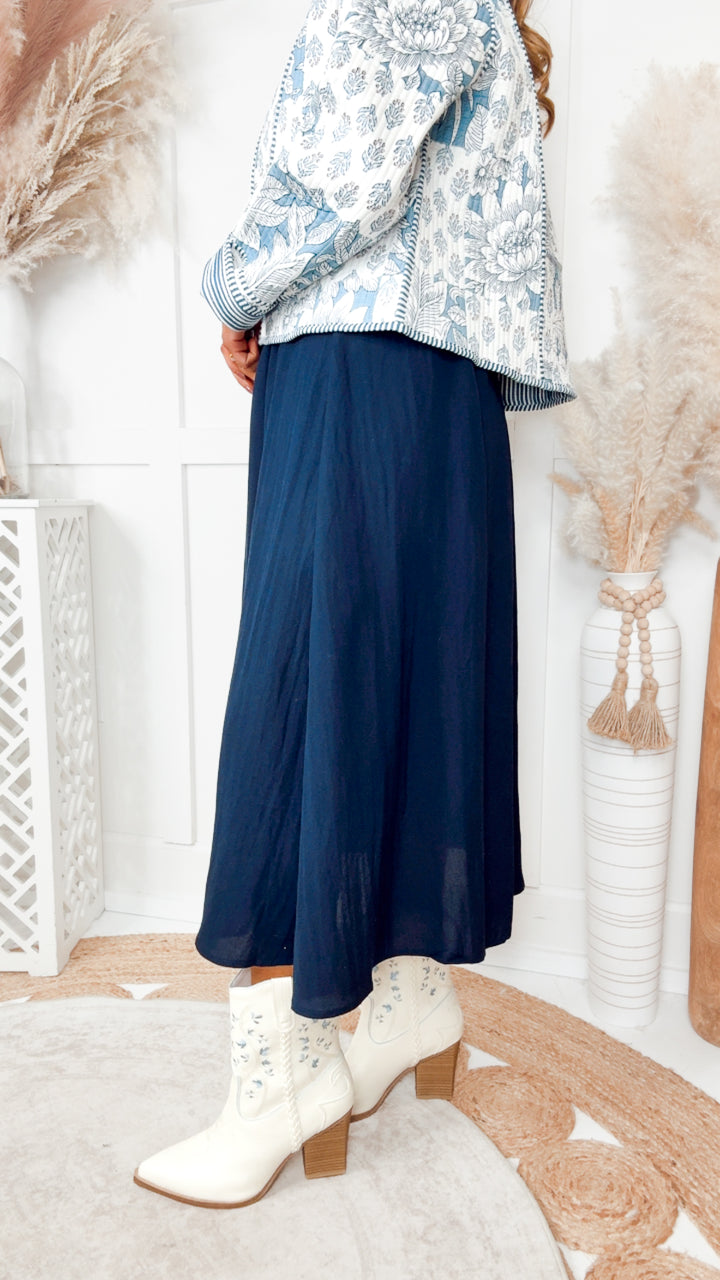 The Sailor’s Knot Midi Dress-Navy