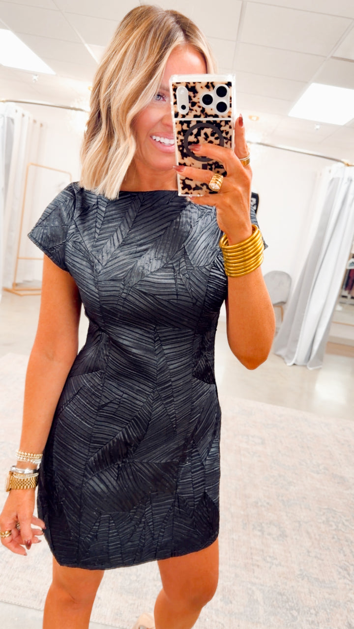 Ivy Cap Sleeve Mini Dress-Black