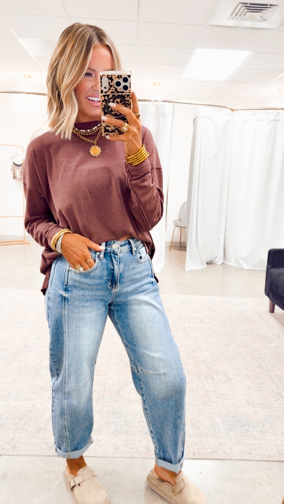 Chloe Mock Neck Pullover-Dk Cherry