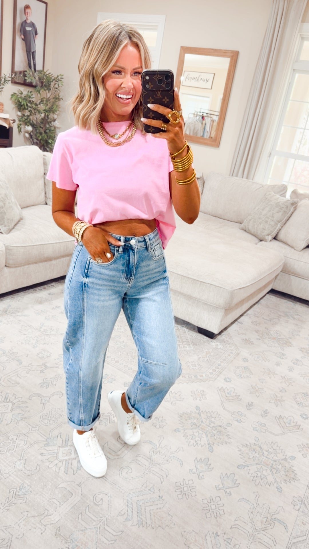 Classic Relaxed Crop Tee-Pink