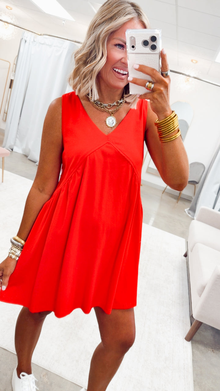The Sailaway Mini Dress-Red