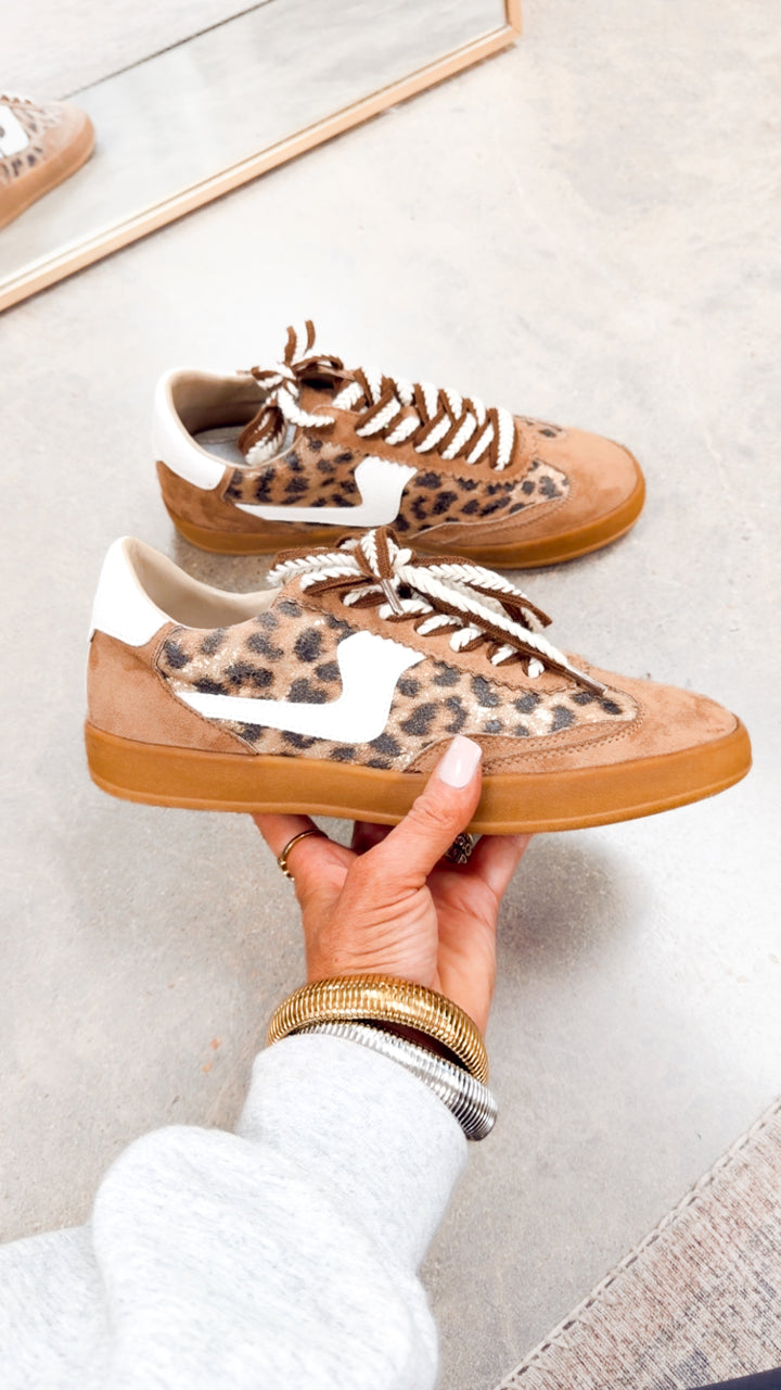 Destiny Lace Up Sneakers-Coffee Leopard