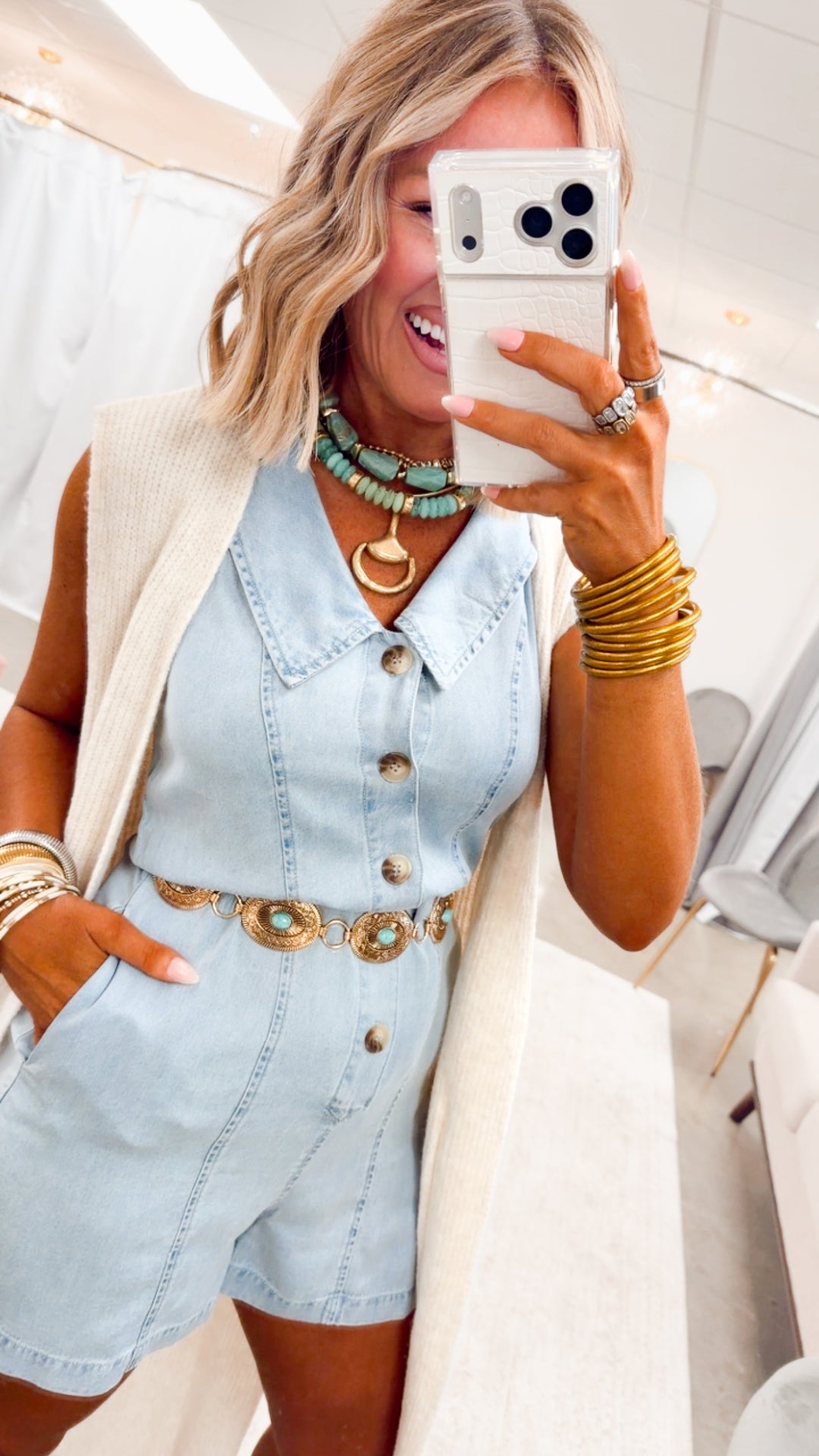 The Lariat Sky Romper-Lt Denim