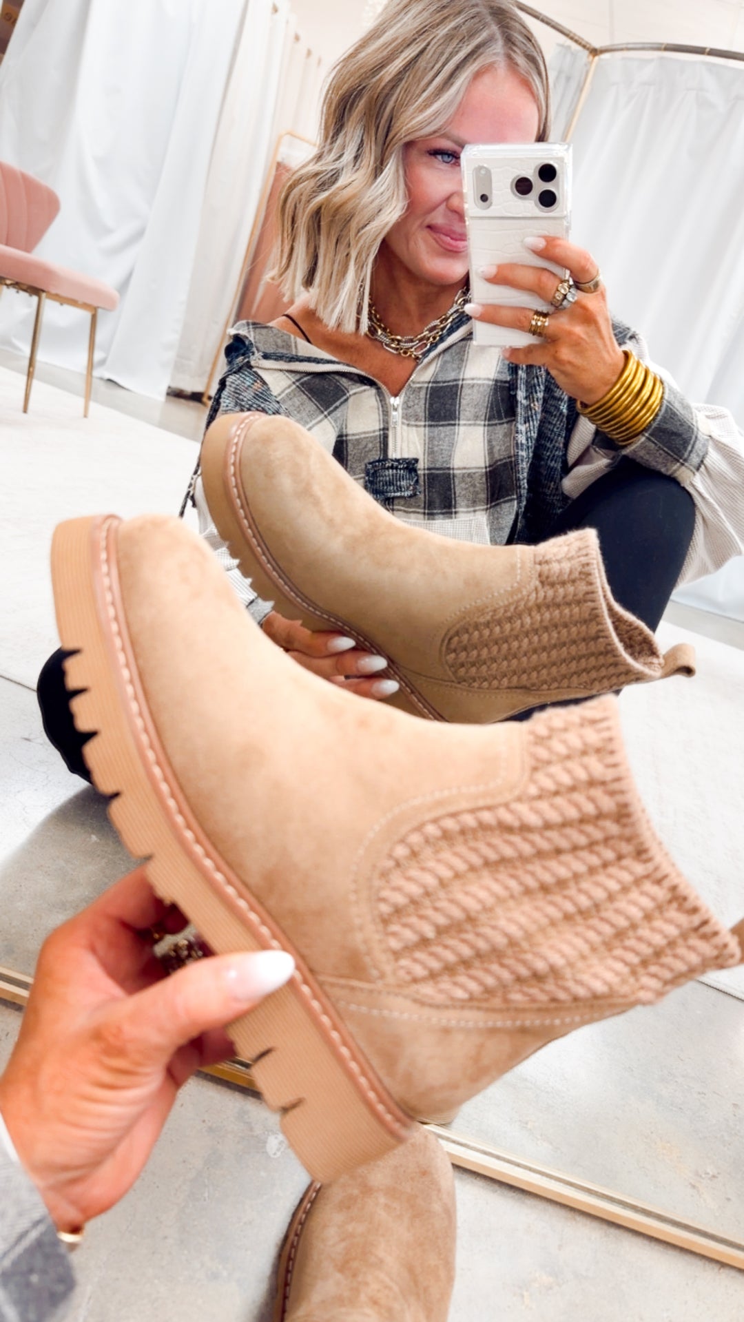 Corkys Keep Me Warm Boots-Taupe Faux Suede