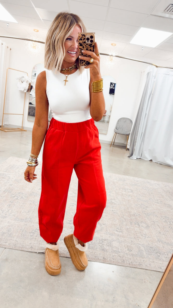 Easy Breeze Jogger Pants-Red