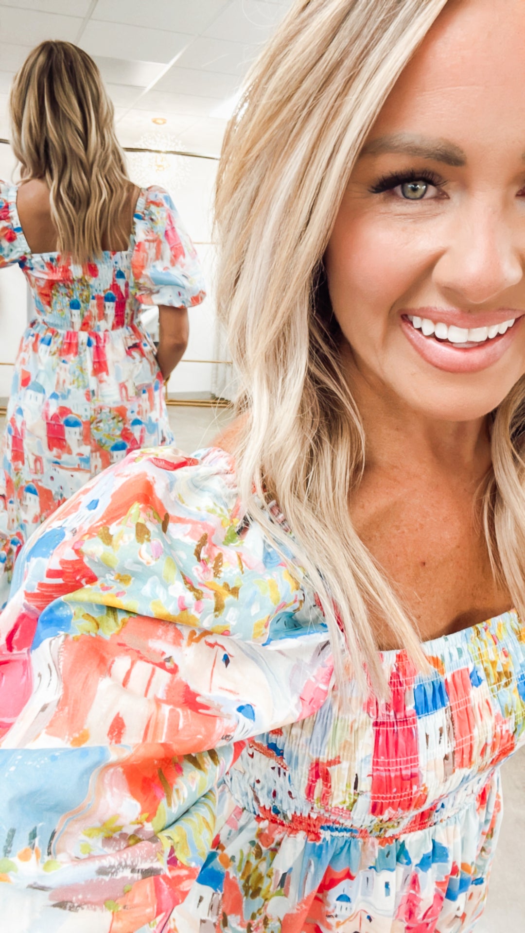 Santorini Smocked Midi Dress-Pink