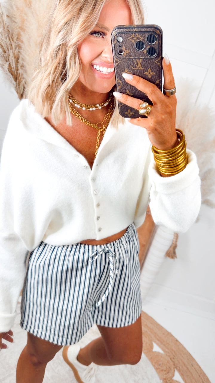 Seeing Stripes Shorts-Navy/Cream