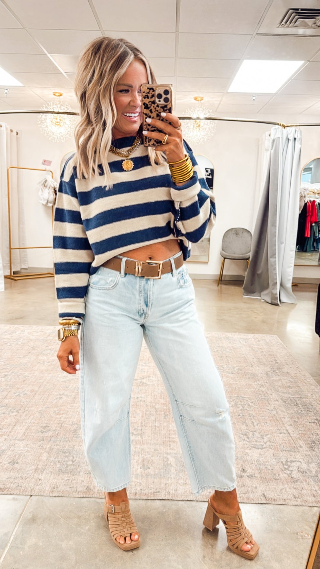Langston Cropped Sweater-Denim