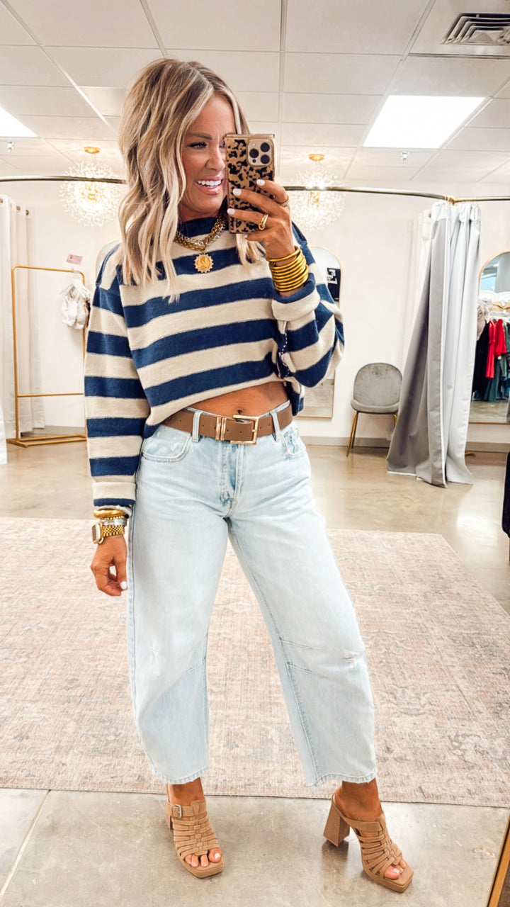 Langston Cropped Sweater-Denim