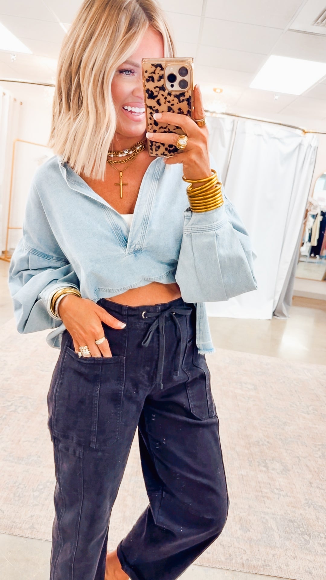 Avery Mineral Wash Denim Top