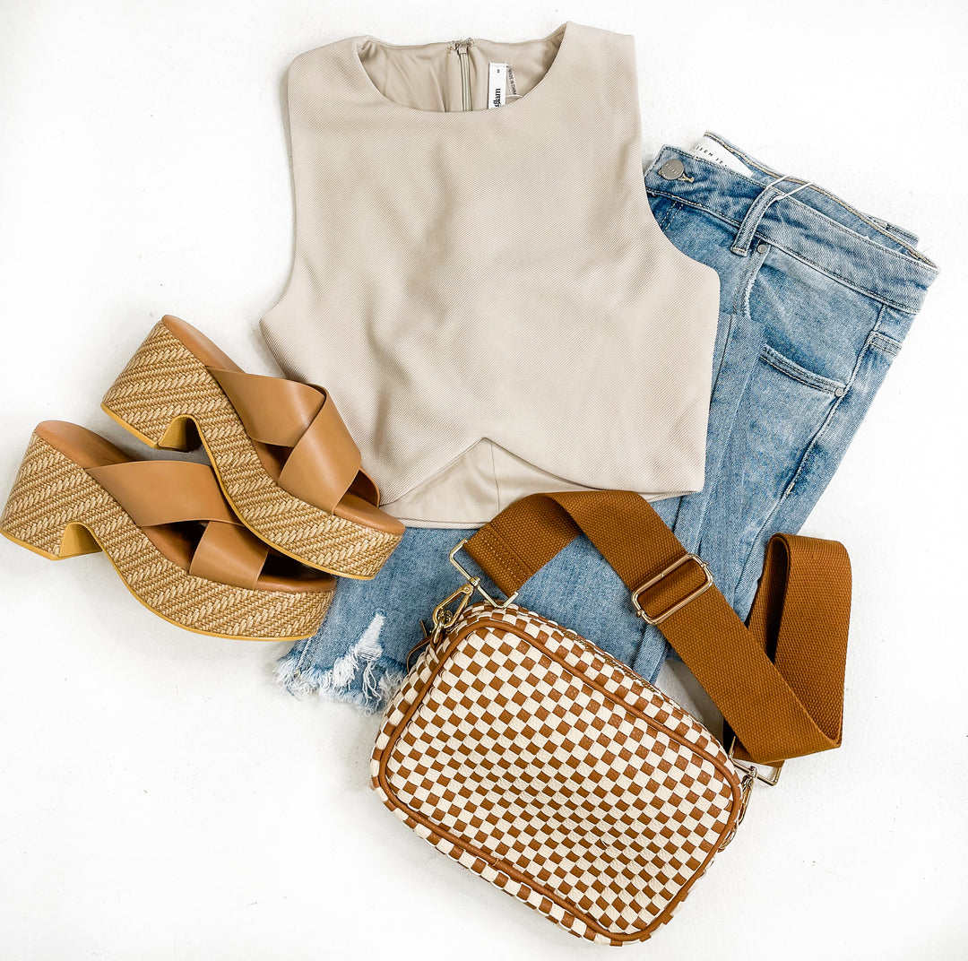 Nara Round Neck Sleeveless Crop Top