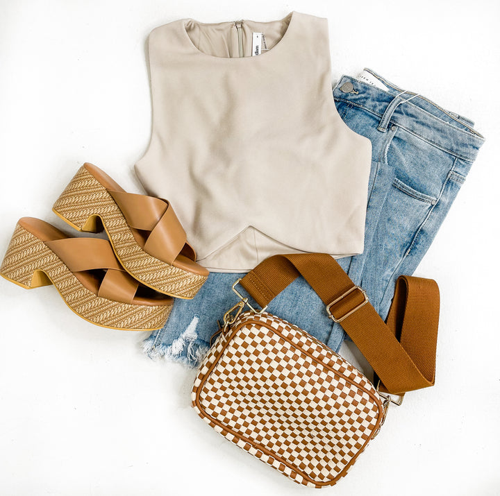 Nara Round Neck Sleeveless Crop Top