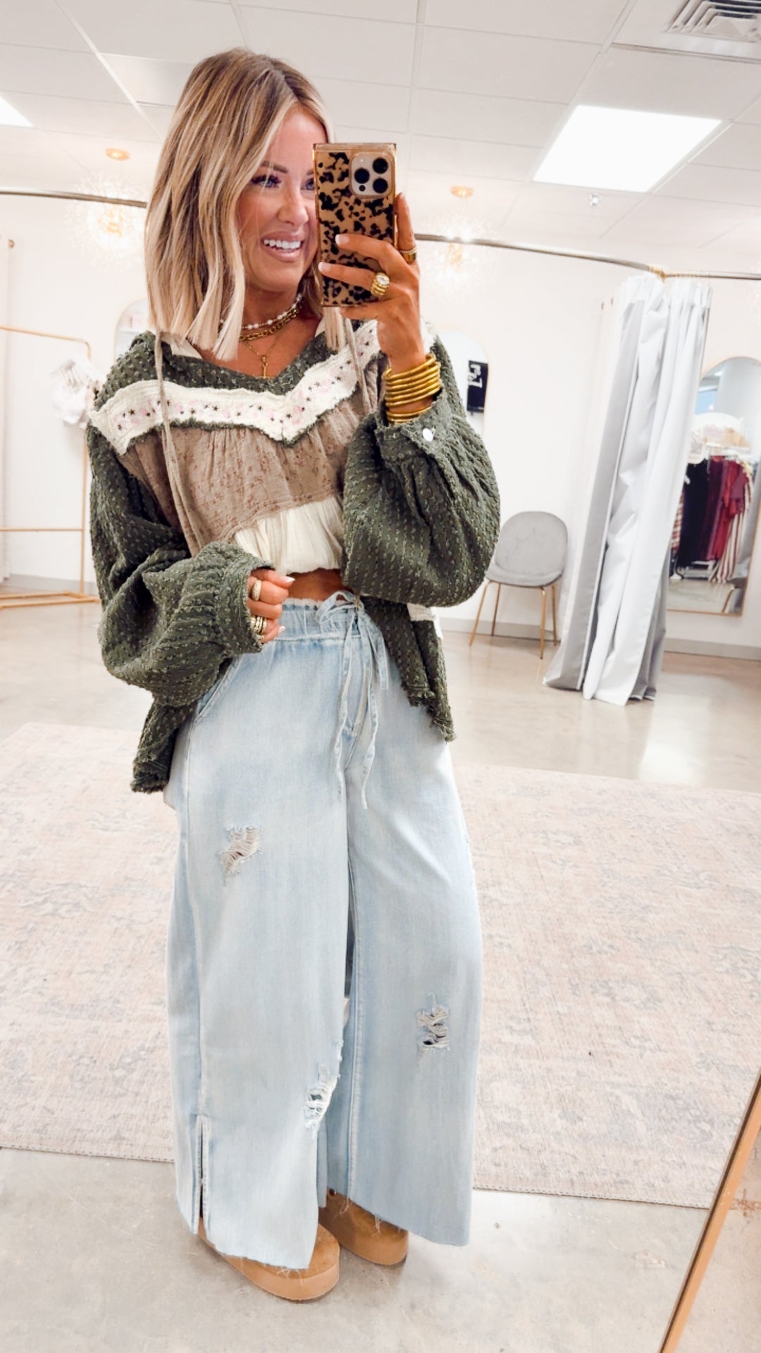 All Retro Hoodie Top-Olive