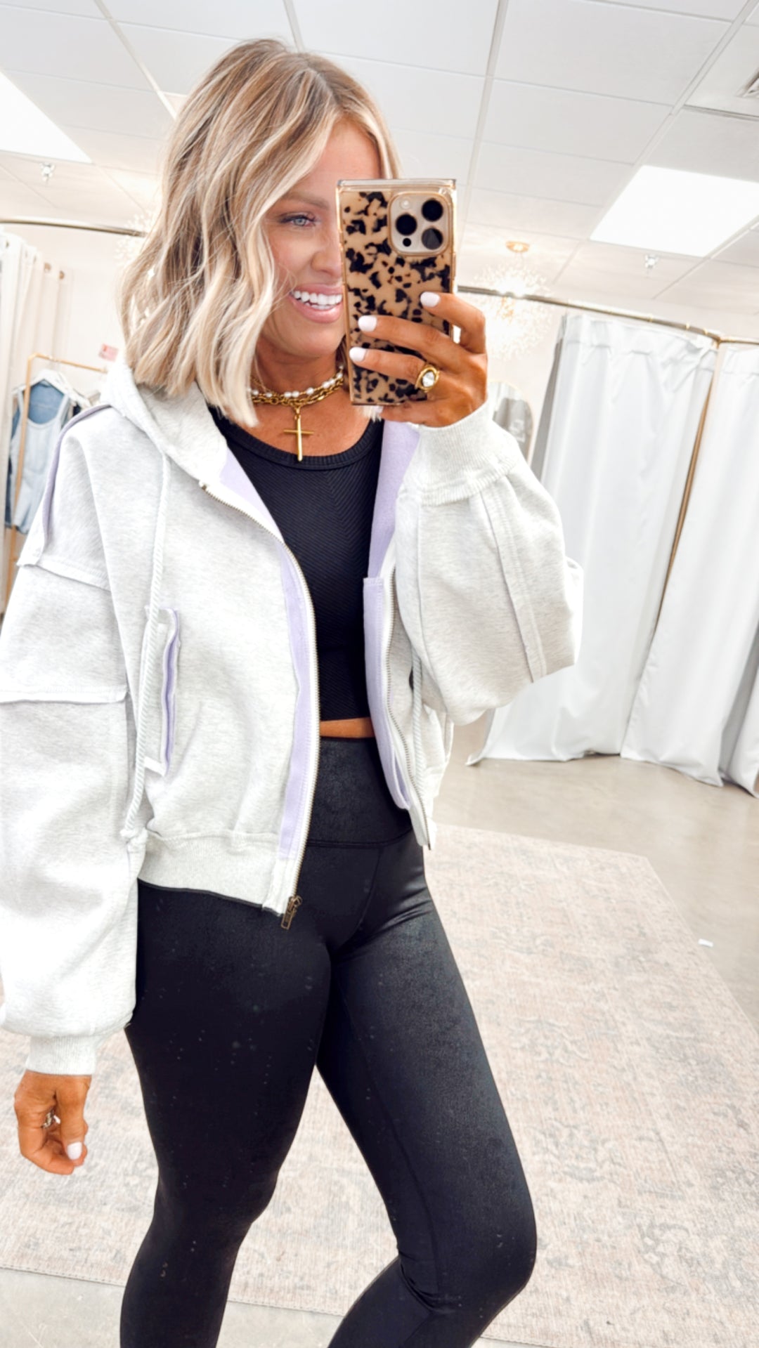 Lilac Seam Oversized Hoodie Jacket
