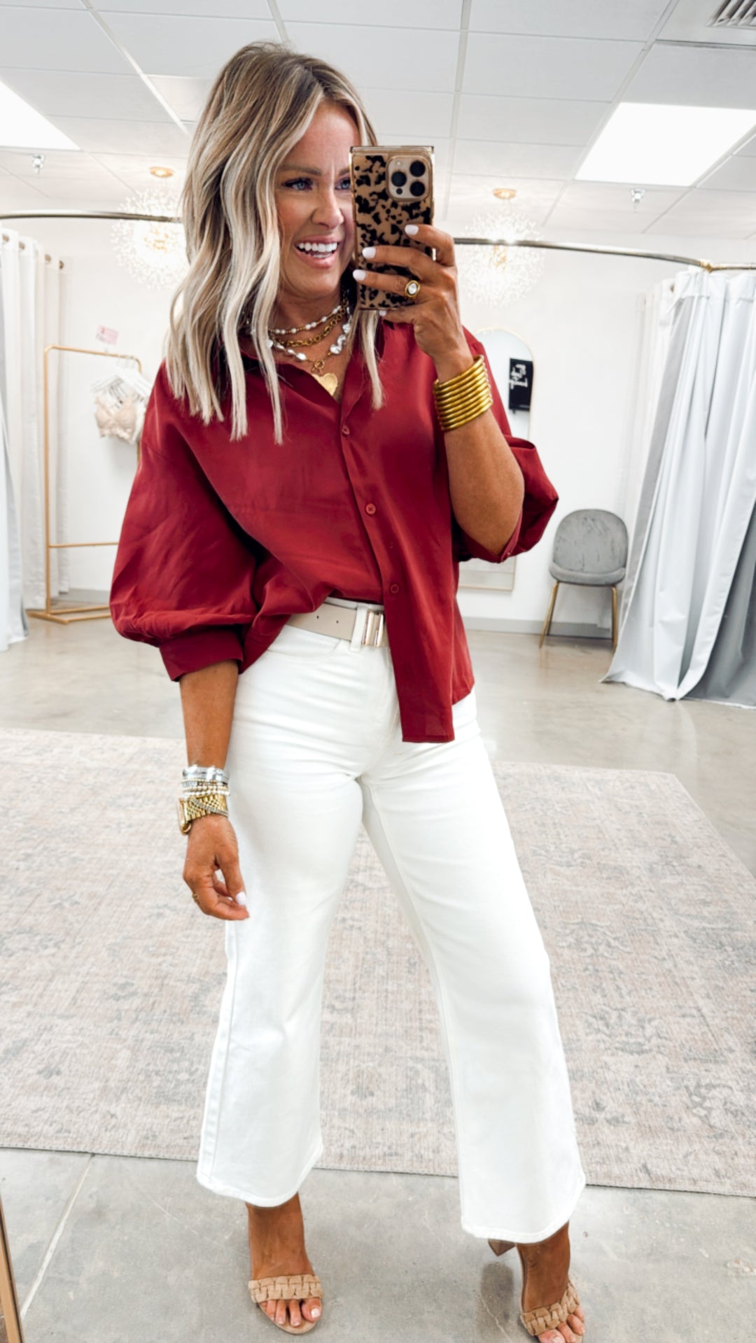 The Ava Puff Sleeve Blouse-Wine