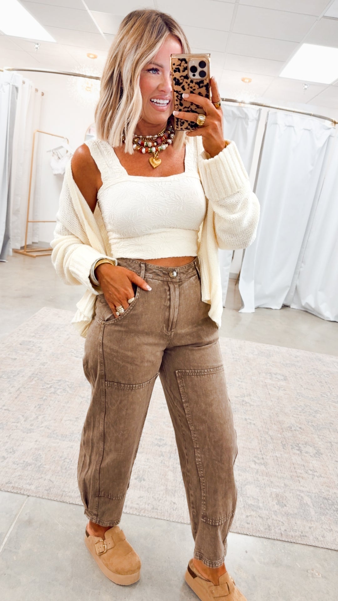 Brown Grove Mineral Wash Barrel Jeans