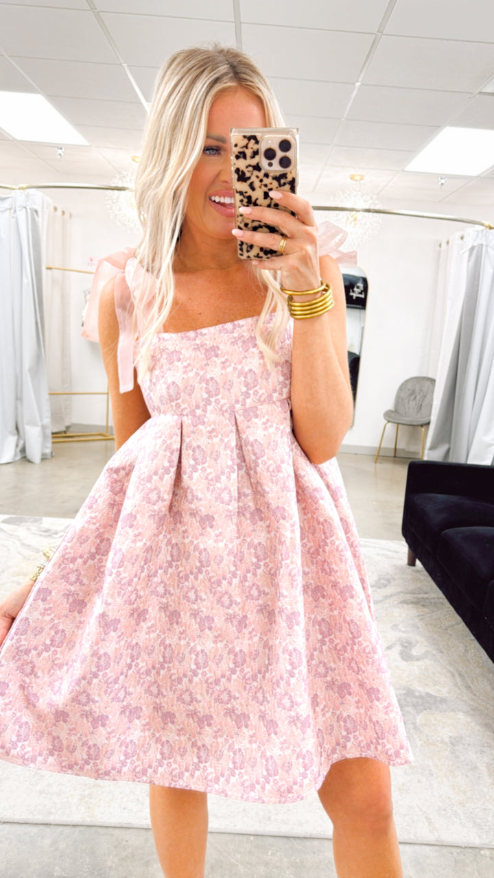 Emilia Floral Jacquard Babydoll Sundress