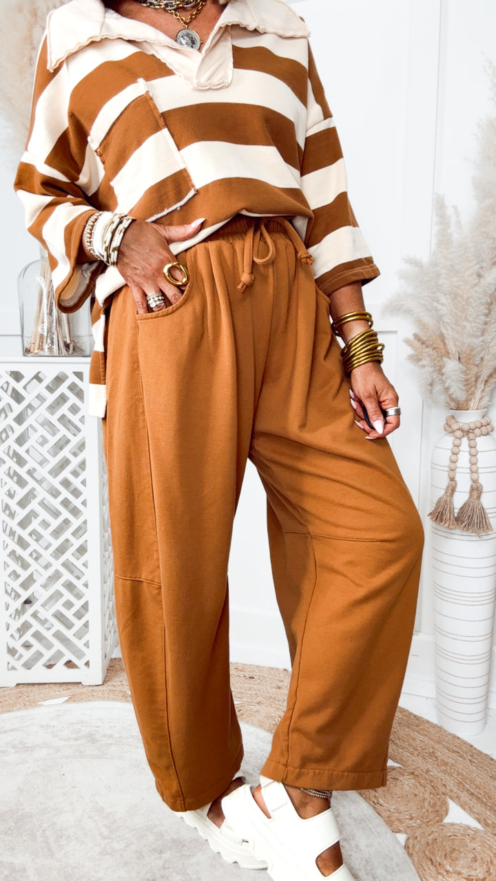 The Stevie Barrel Leg Sweatpants-Terra