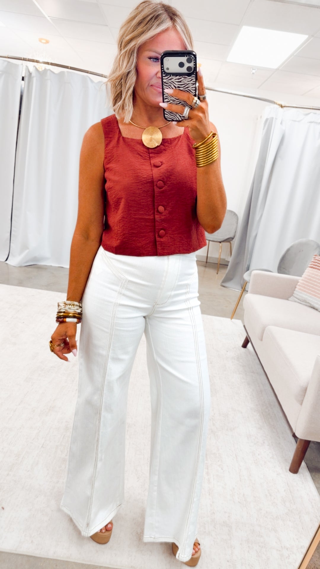 Katherine High Waisted Wide Leg Jean-Cream