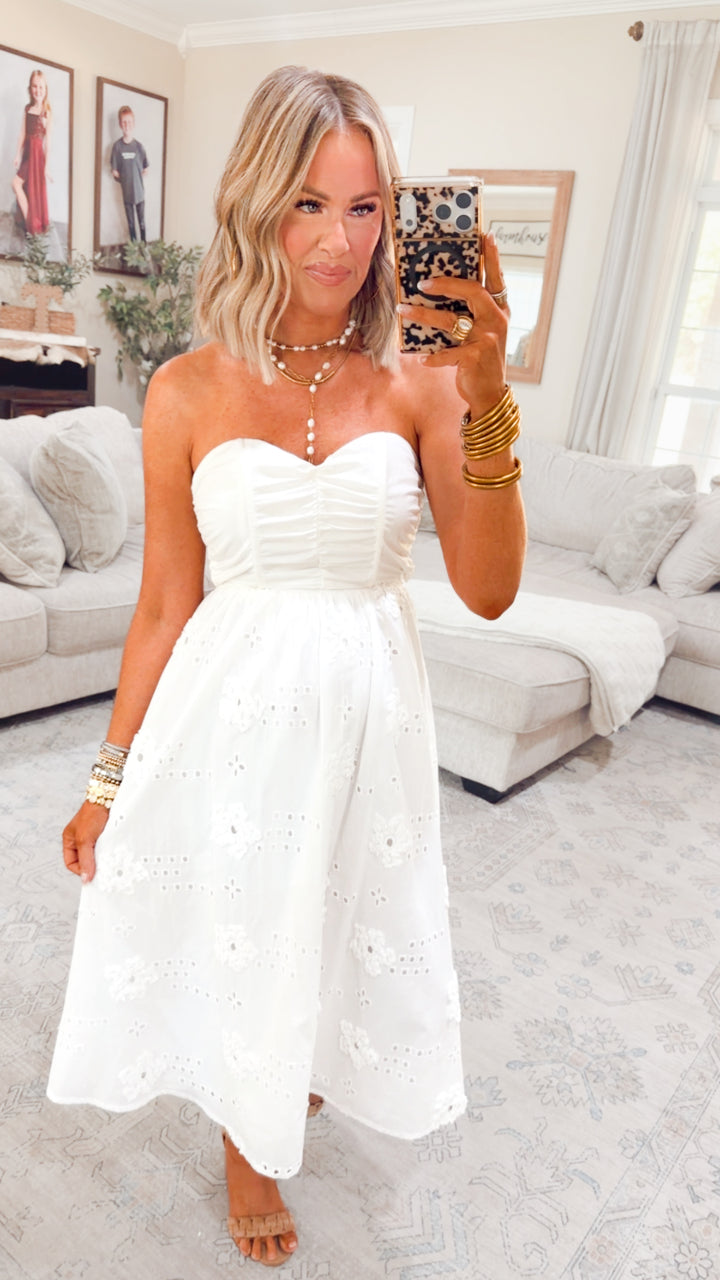 Maribel Lace Embroidered Midi Dress
