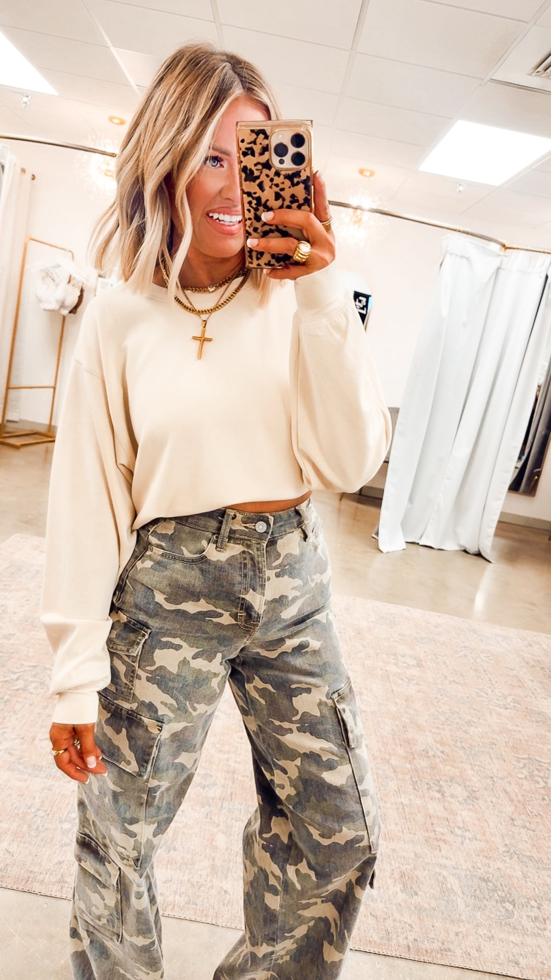 Cream Essential Crewneck Sweatshirt