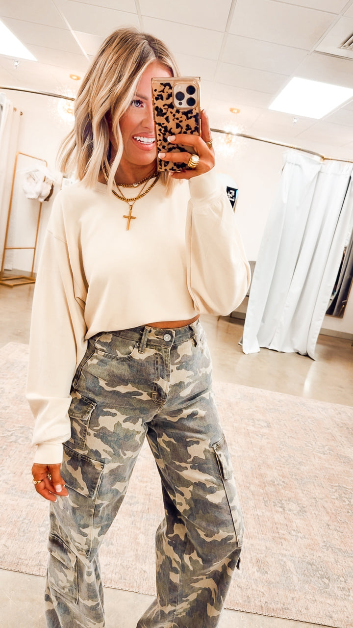 Cream Essential Crewneck Sweatshirt