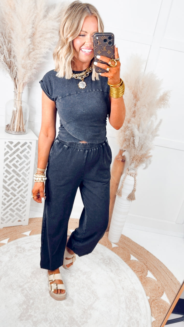 The Phoebe Crop Top & Jogger Set-Black
