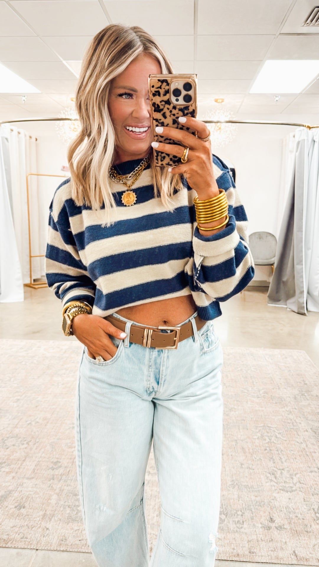 Langston Cropped Sweater-Denim