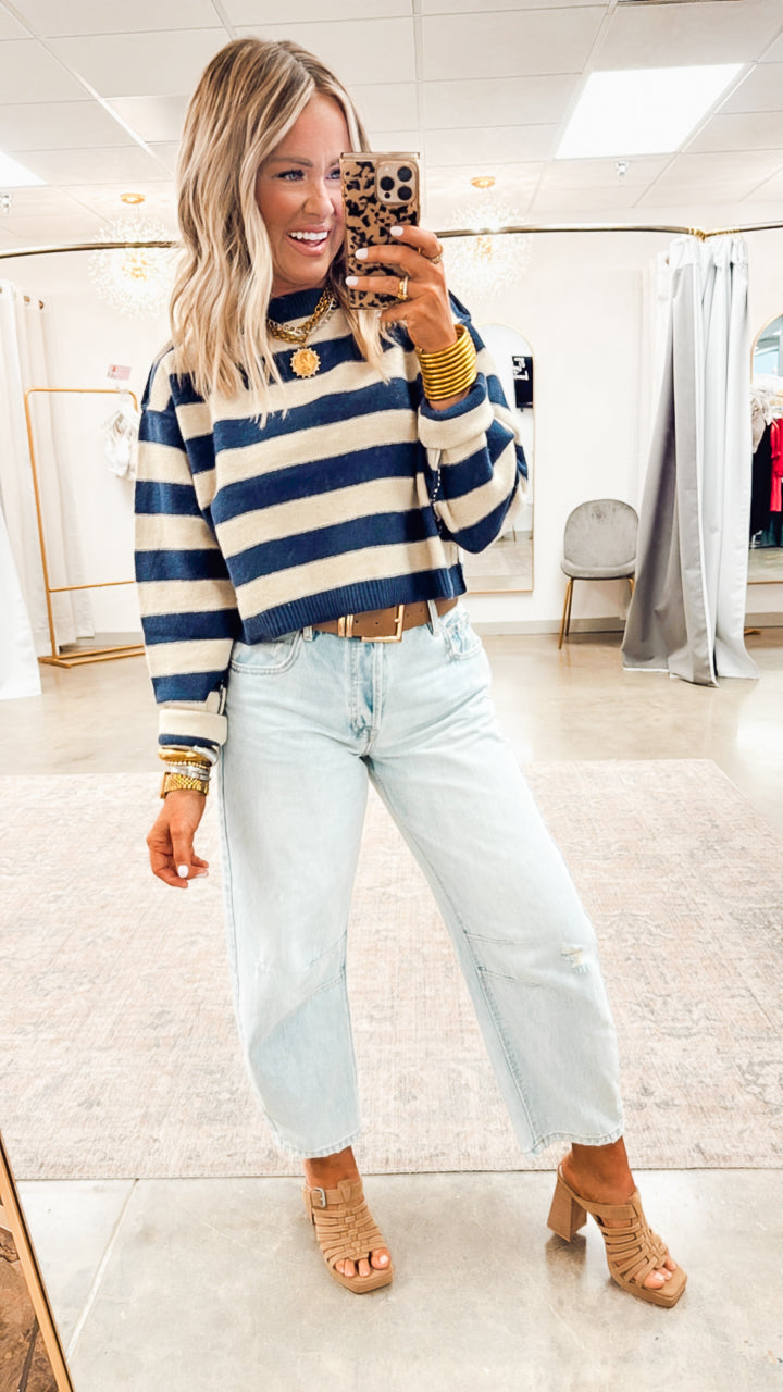 Langston Cropped Sweater-Denim