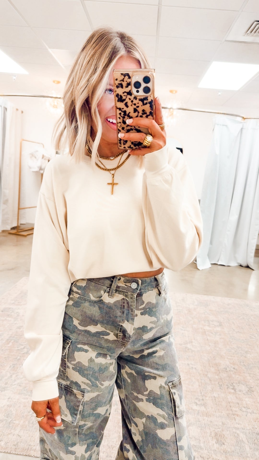 Cream Essential Crewneck Sweatshirt