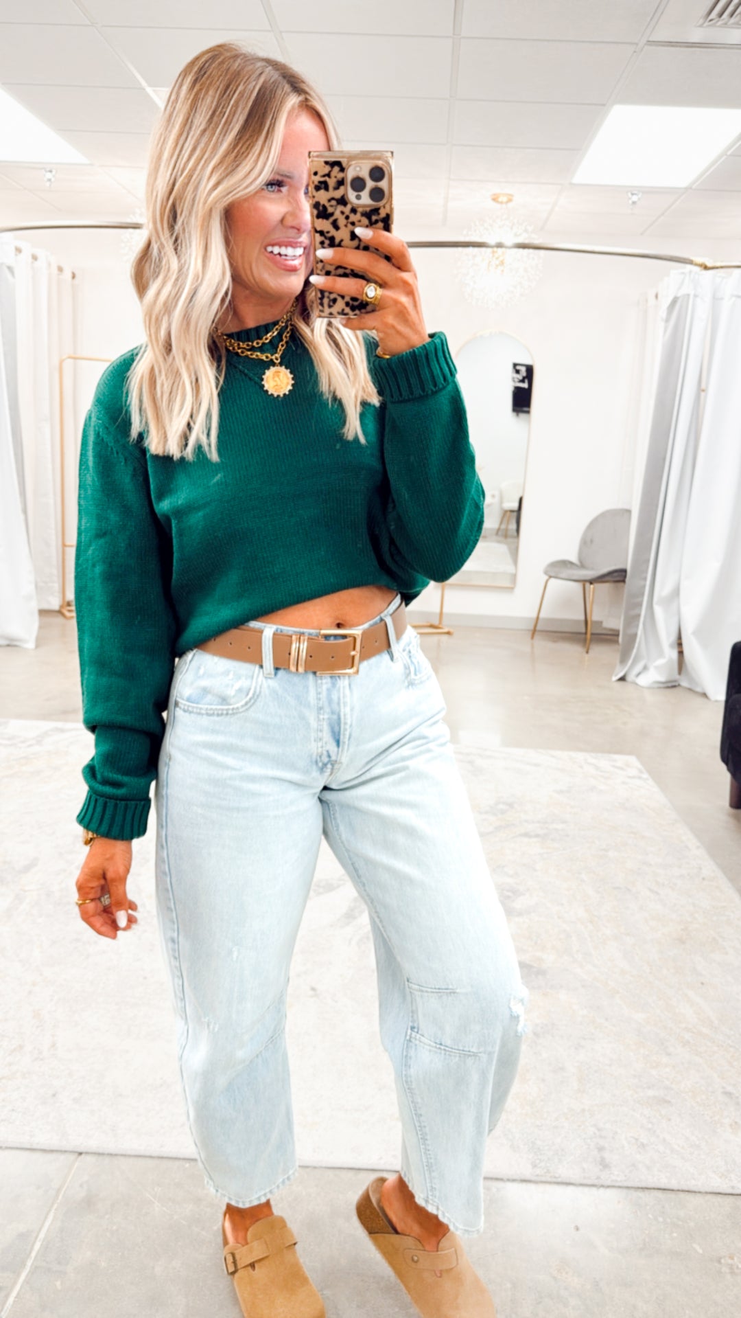 Olivia Knit Sweater- Dark Green