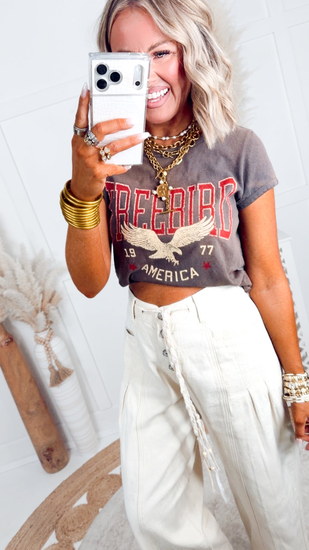 Free Bird America 1977 Crop Tee-Espresso
