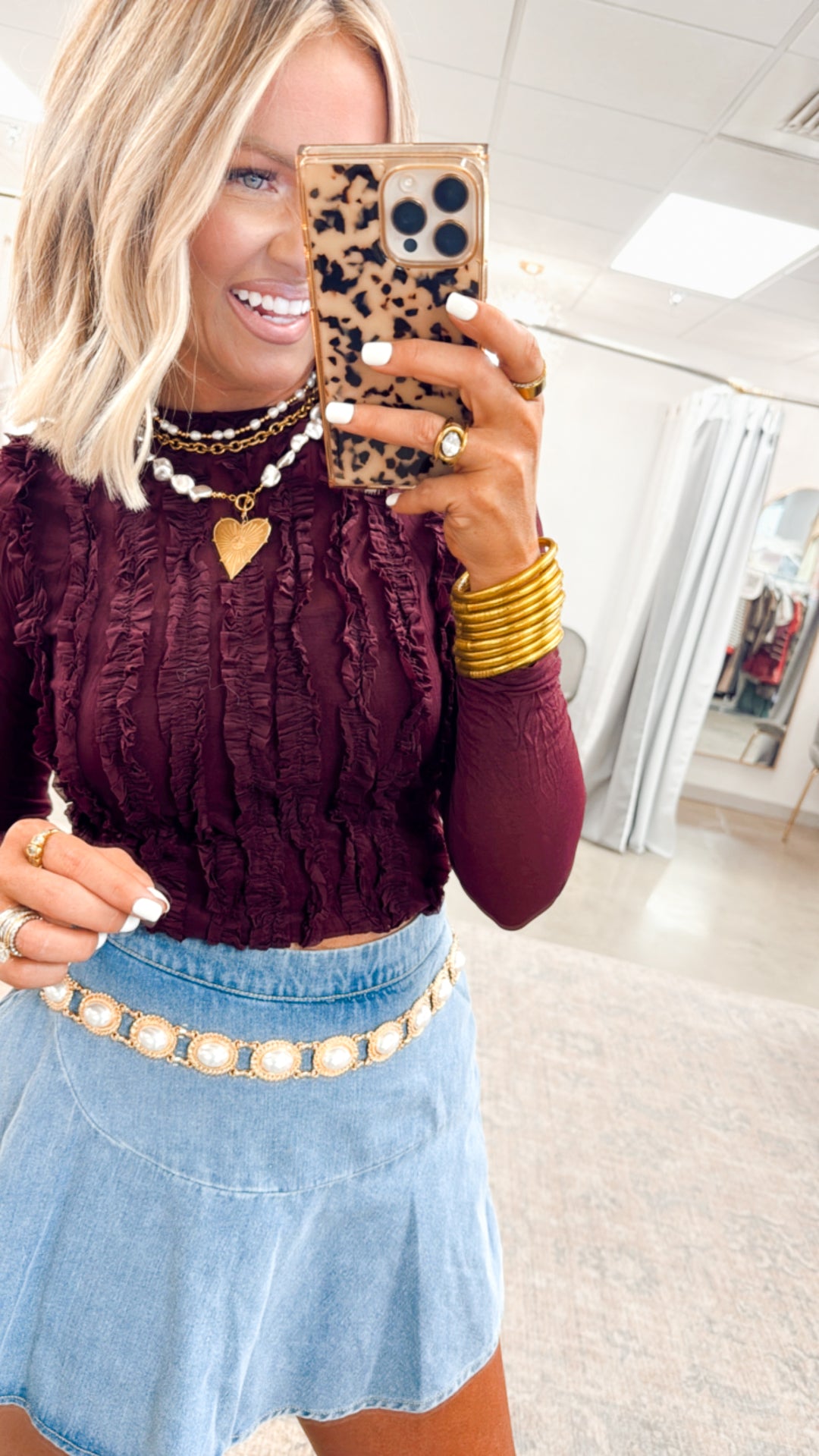 Metal Vintage Pearl Link Chain Belt