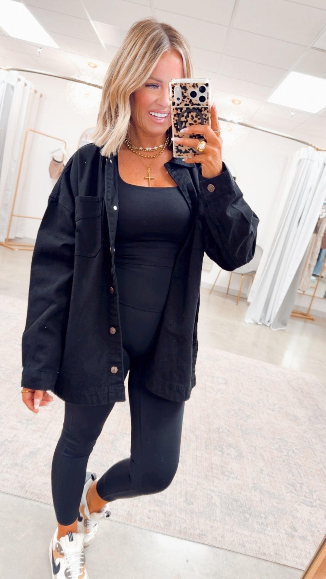 The Porter Oversized Shacket-Black