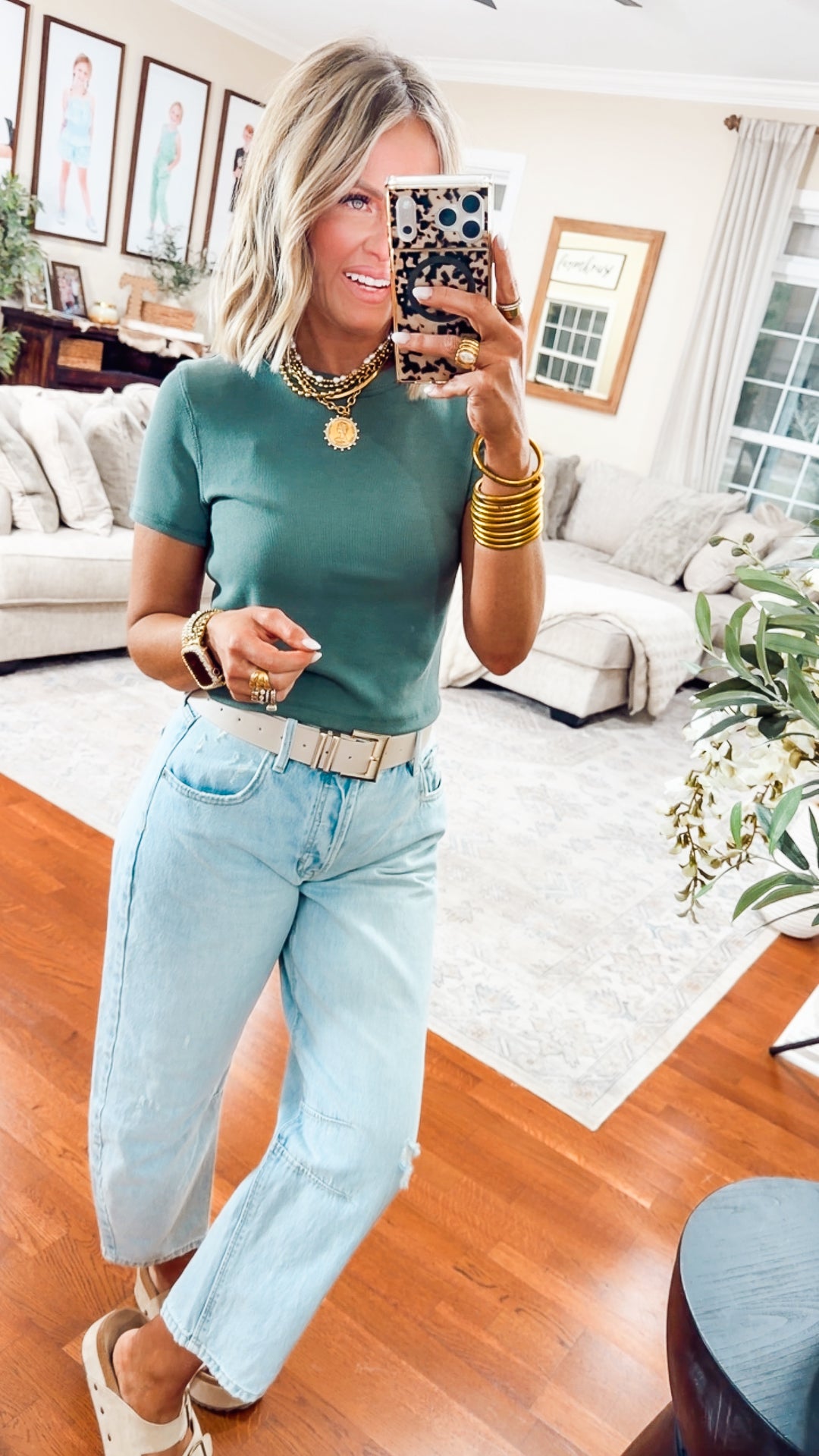 The Just Right Ribbed Tee-Green