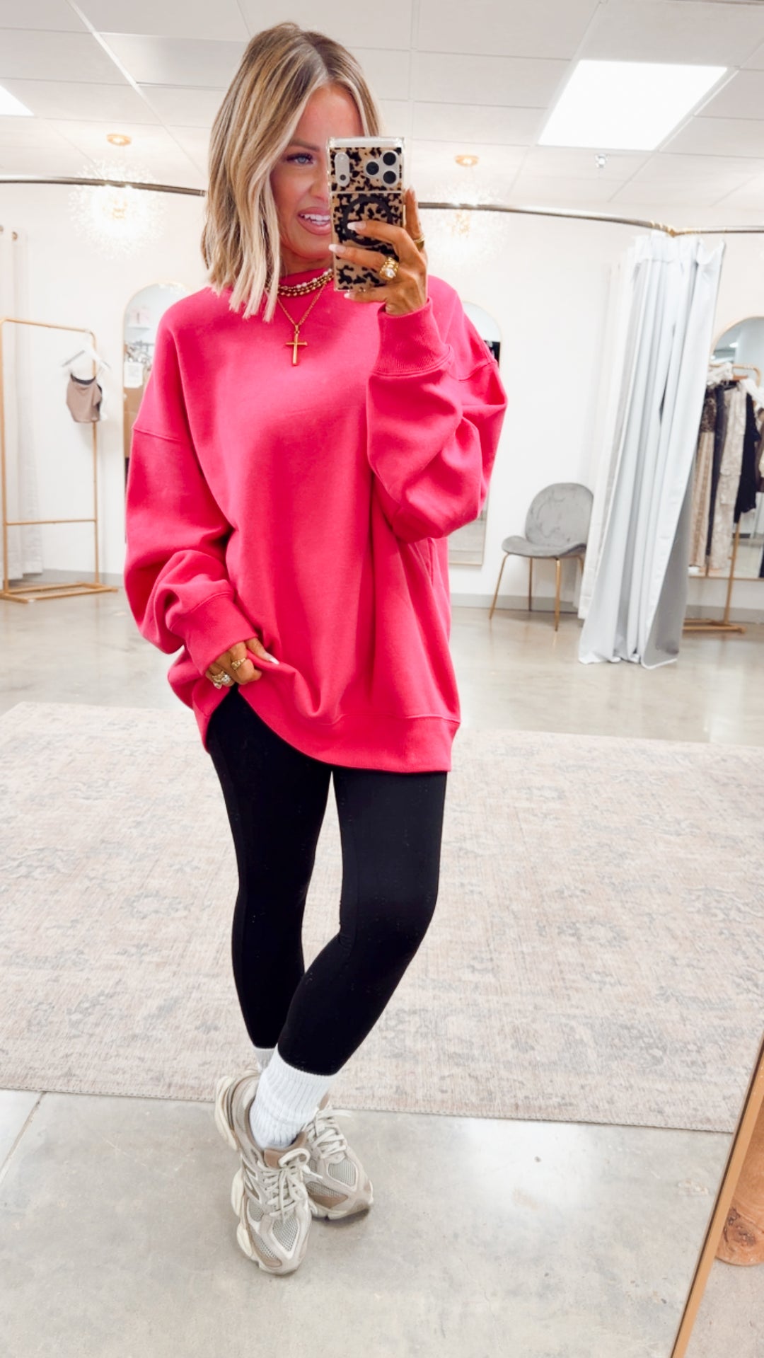 The Classic Crew Pullover-Hot Pink