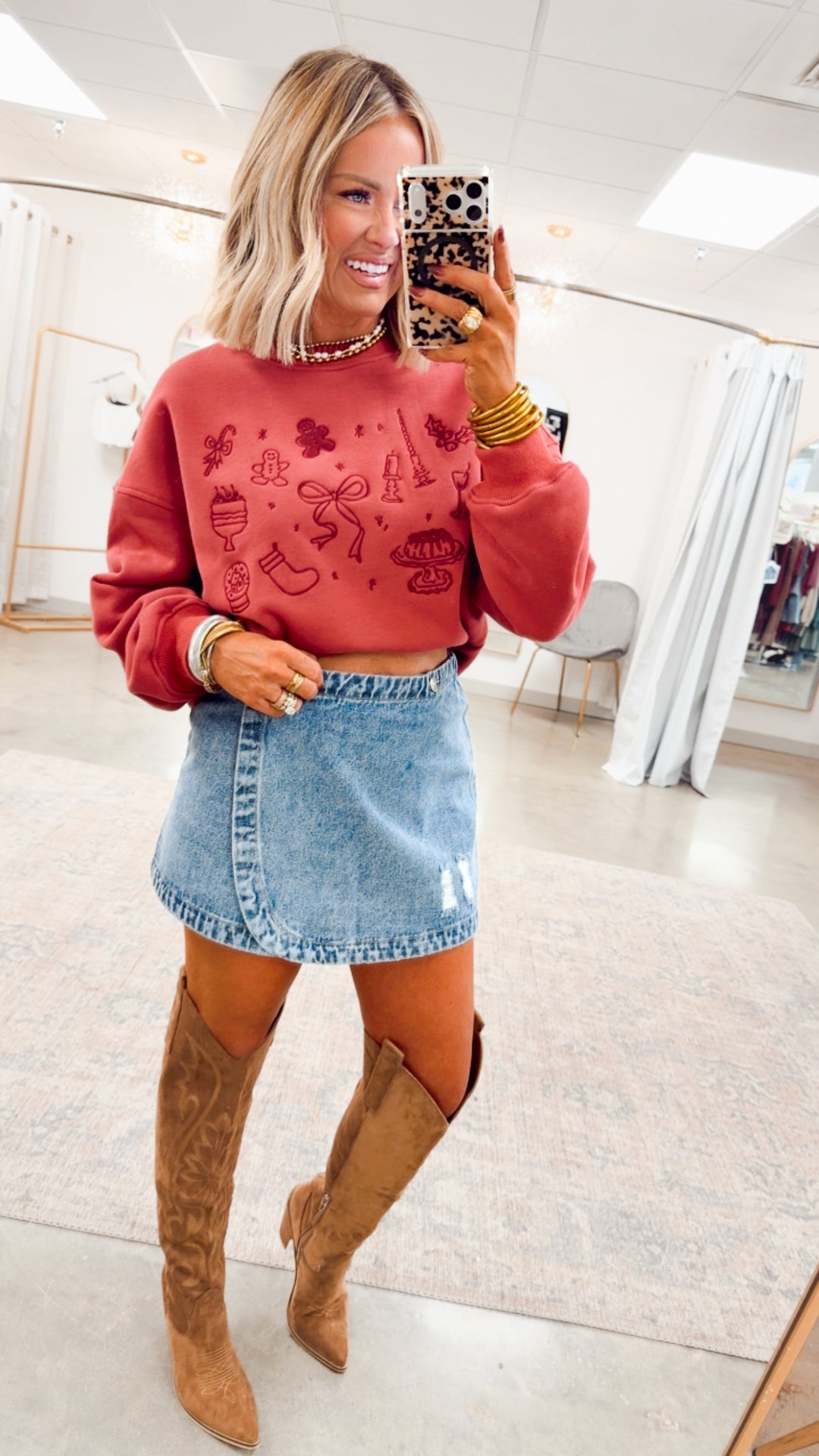 Christmas Graphic Embroidered Sweatshirt