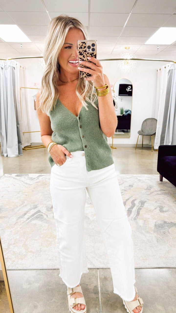 Spruce Chic V-Neck Knit Vest