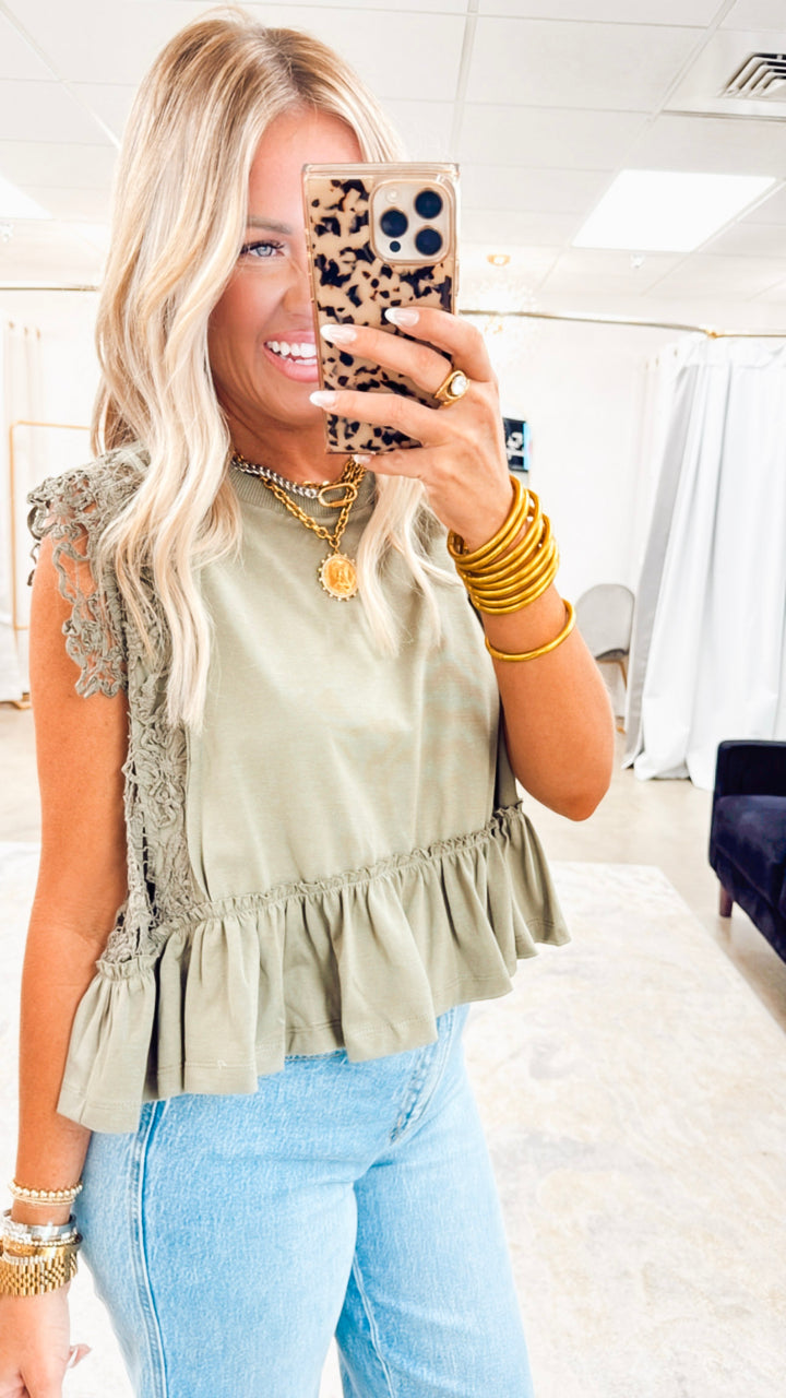 Wisteria Lace Top-Forest