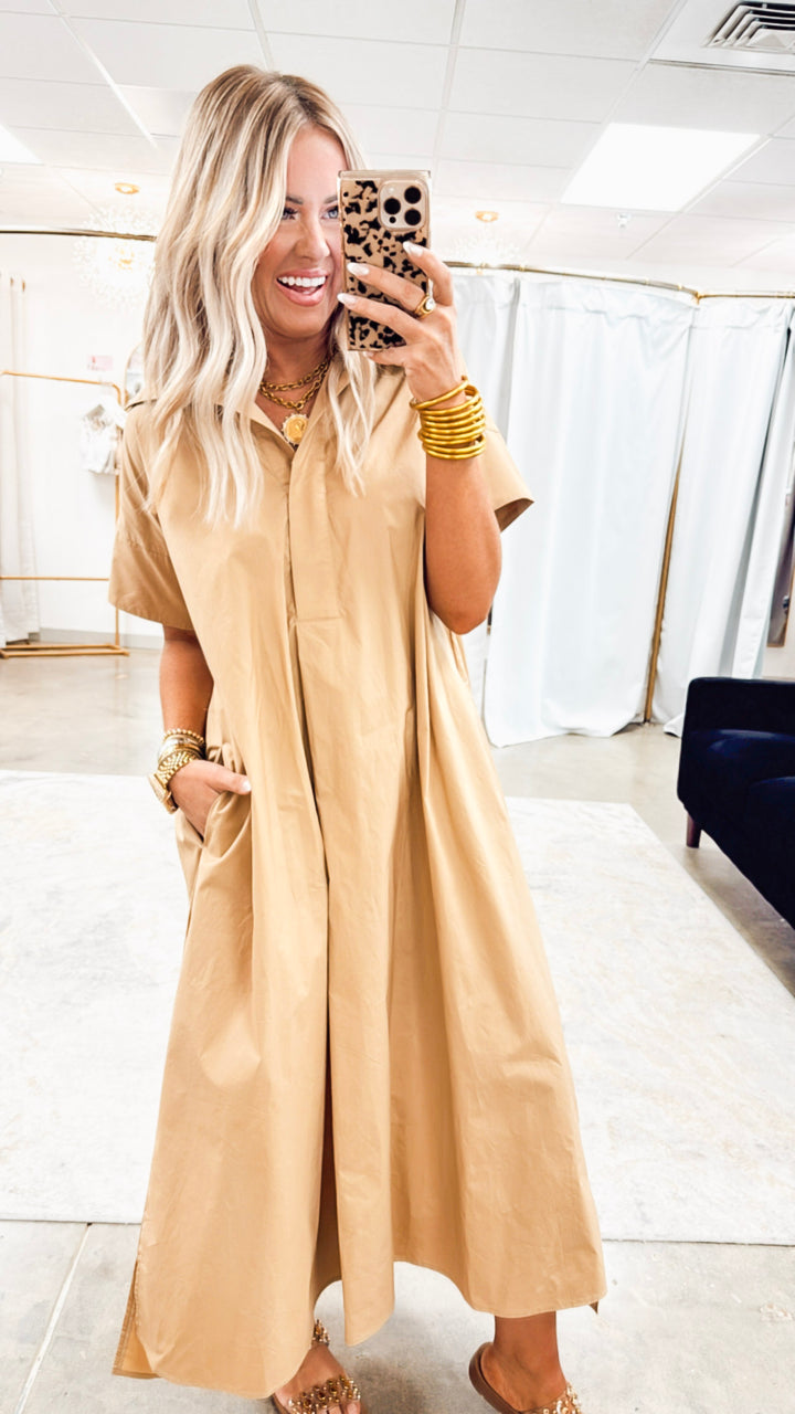 The Sienna Oversized Dress-Taupe