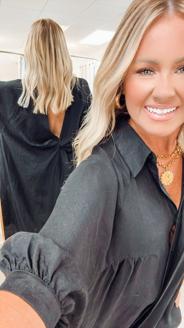 The Haven High-Low Shirt Dress-Black