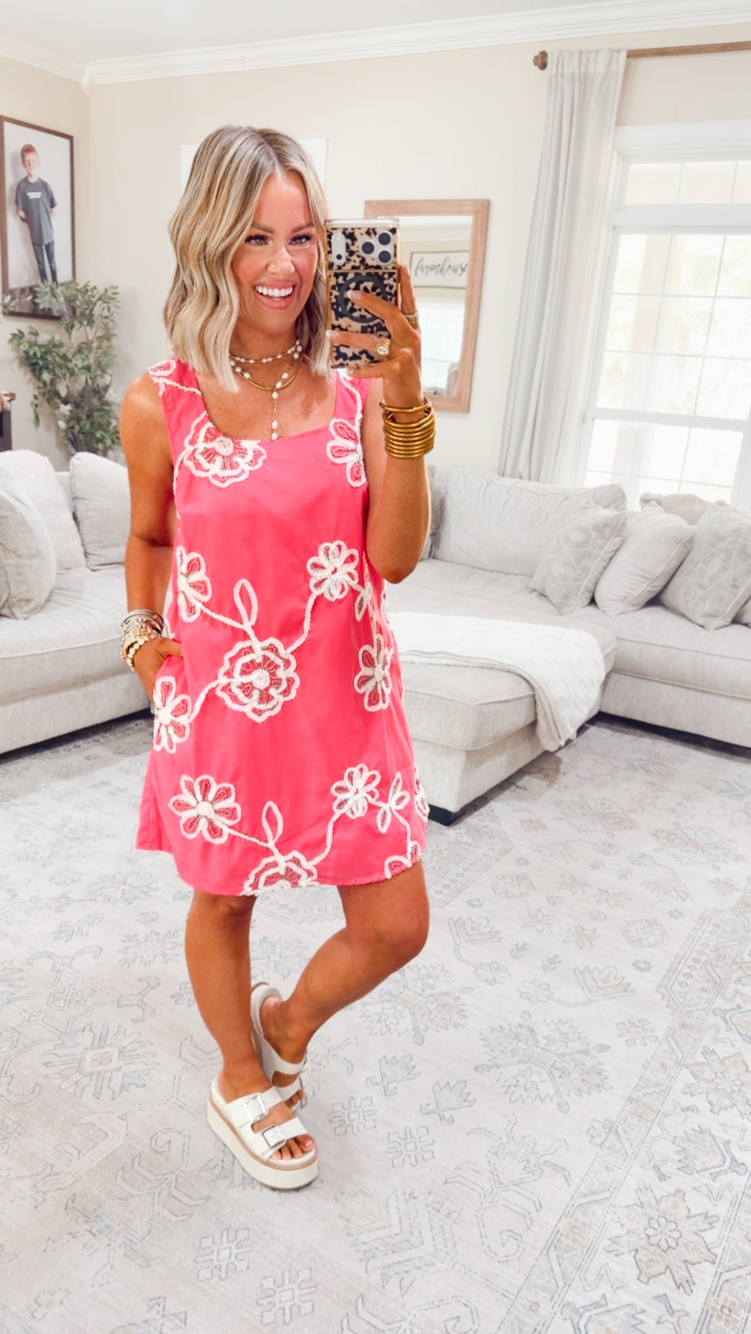 Petal Pop Mini Dress-Pink/White