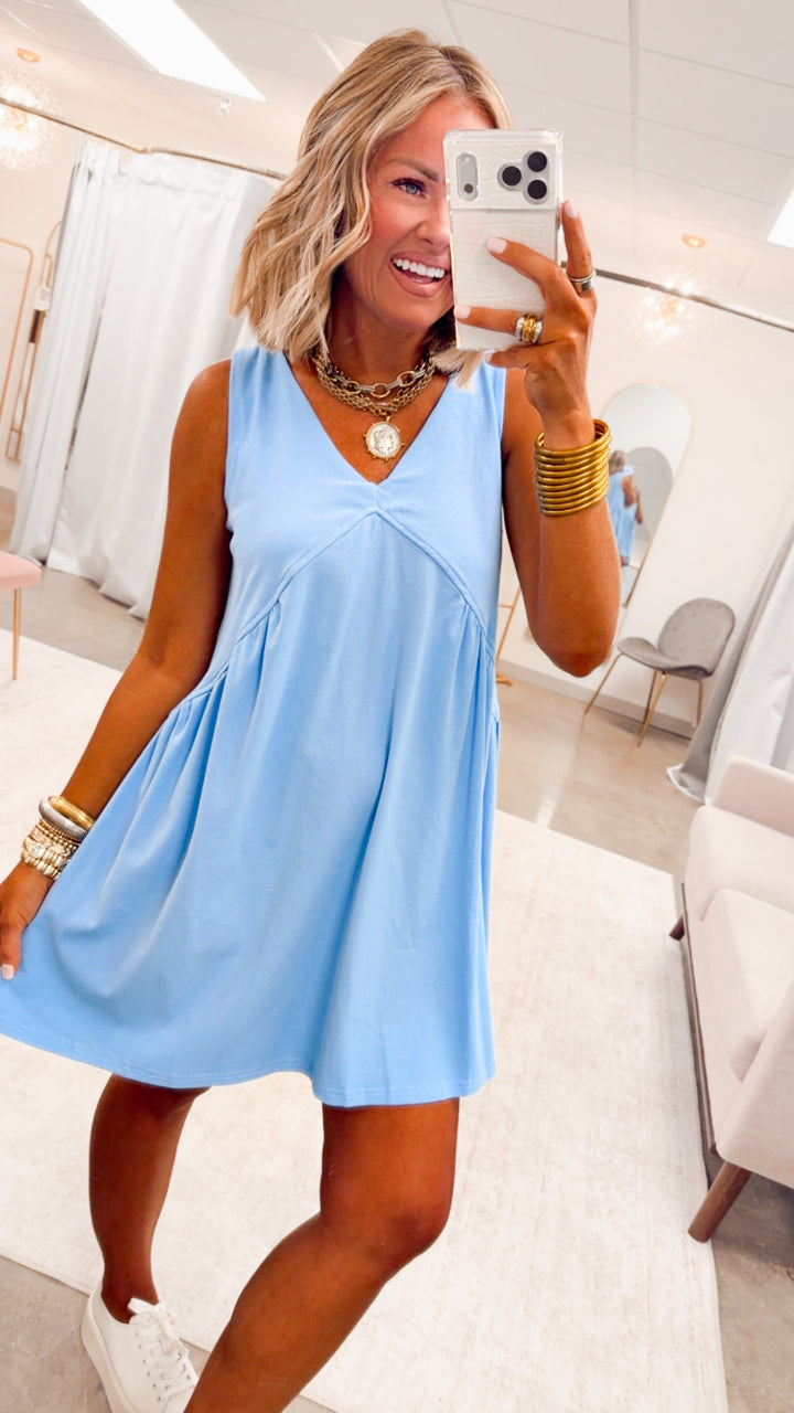 The Sailaway Mini Dress-Lt Blue