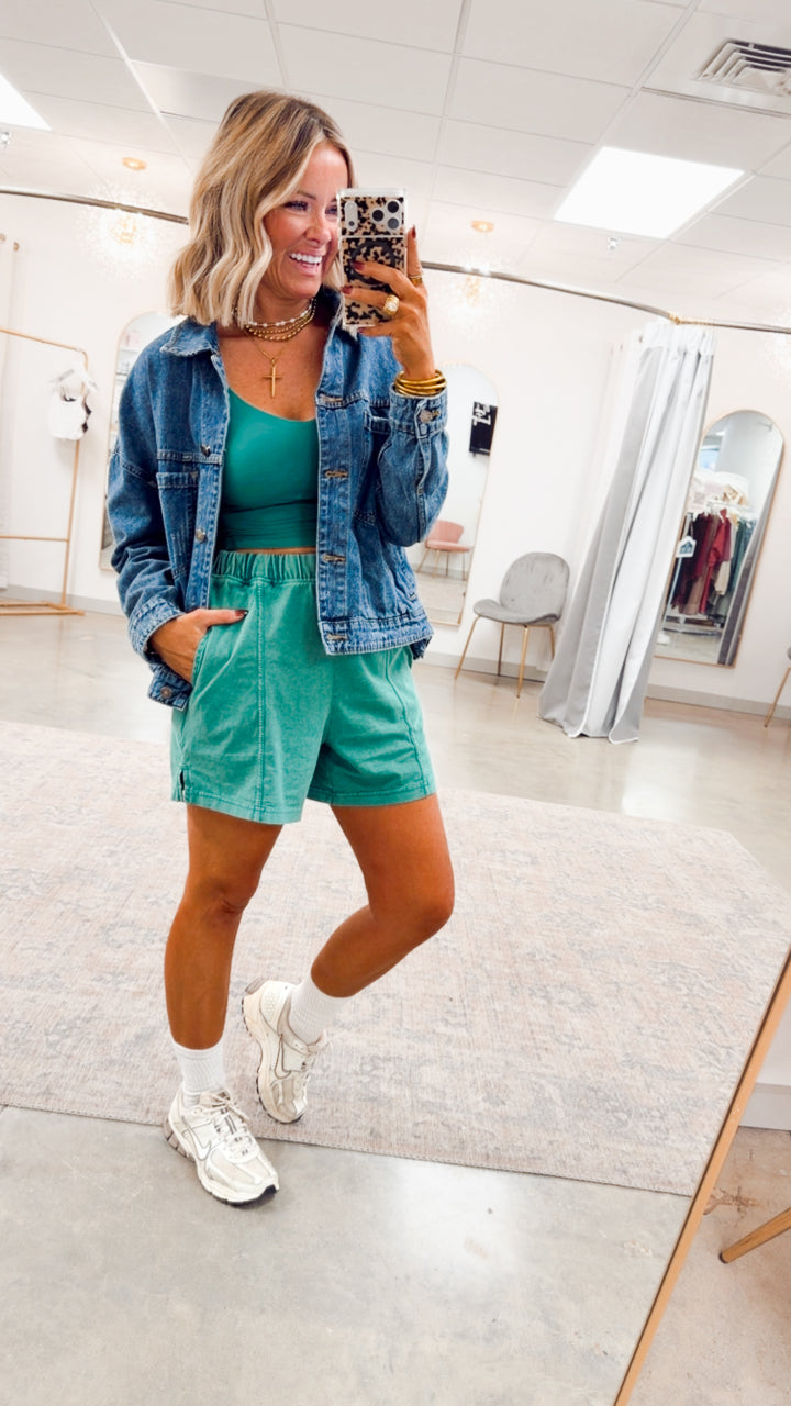 Jade Plush Shorts-Kelly Green