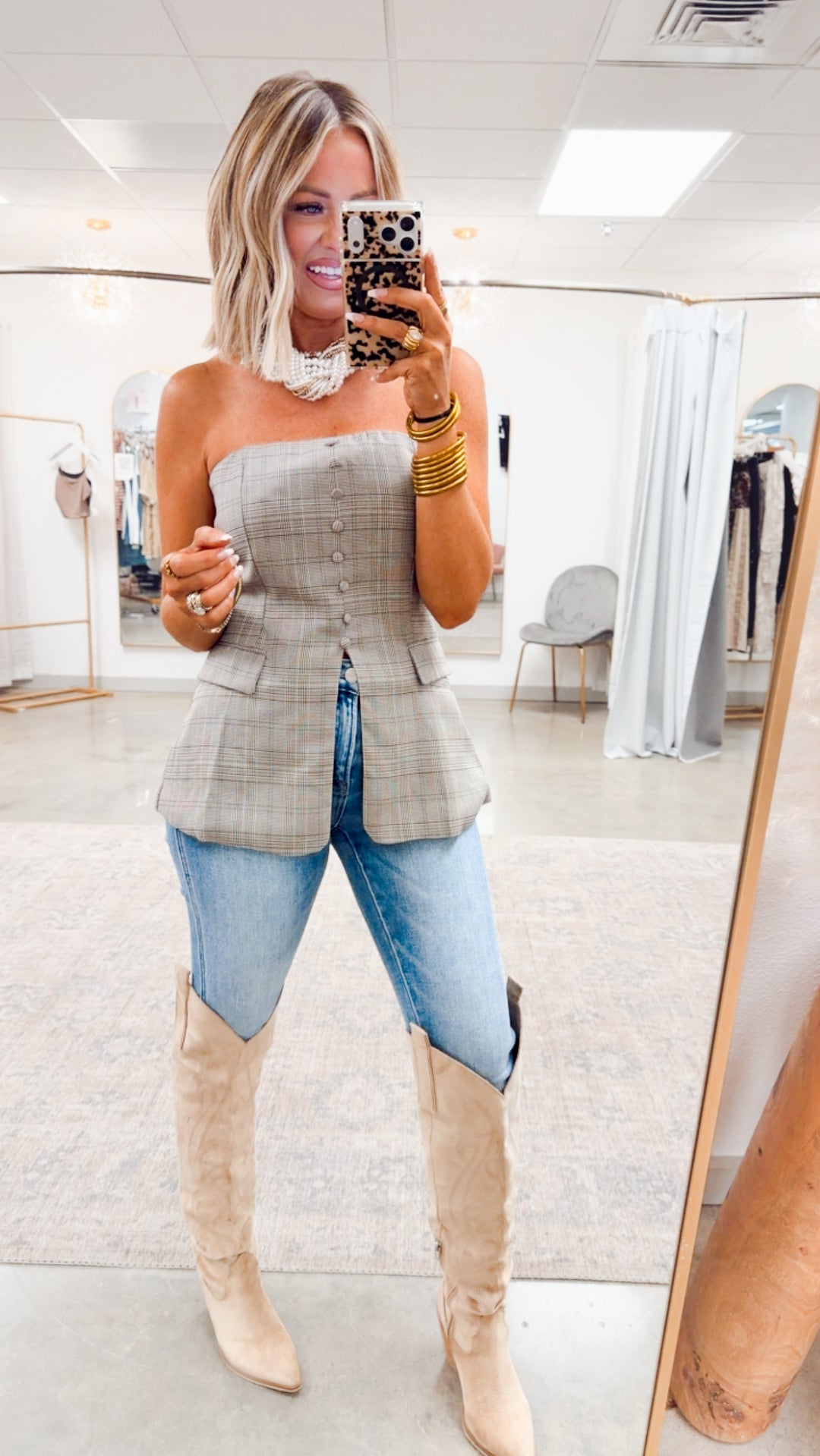 Ramona Plaid Split Hem Top